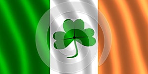 IRISH FLAG WITH TREBOL FLUTTERING photo